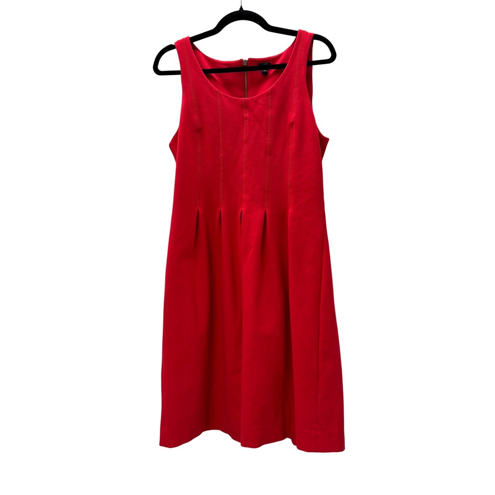 J.Crew Red Sleeveless Ponte Pleated‎ A-Line Dress Size 10 A5434